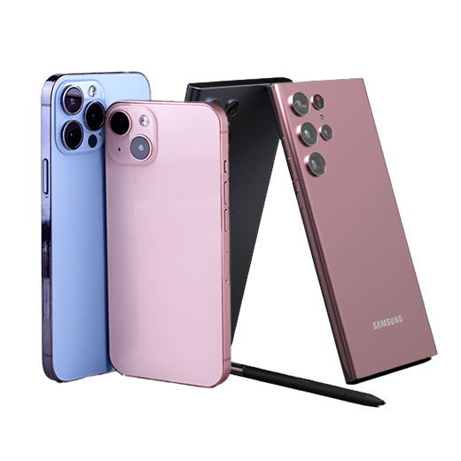 A lineup of modern smartphones